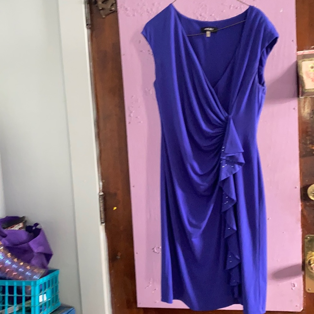 Violet purplish stylish dress with ruffles & tiny rhinestones